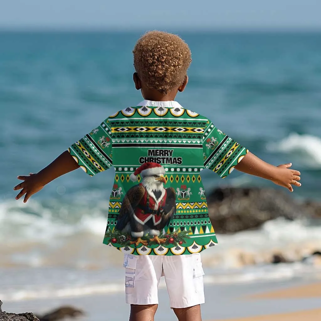 Nigeria Christmas Kid Hawaiian Shirt Eagle Santa - African Pattern LT01