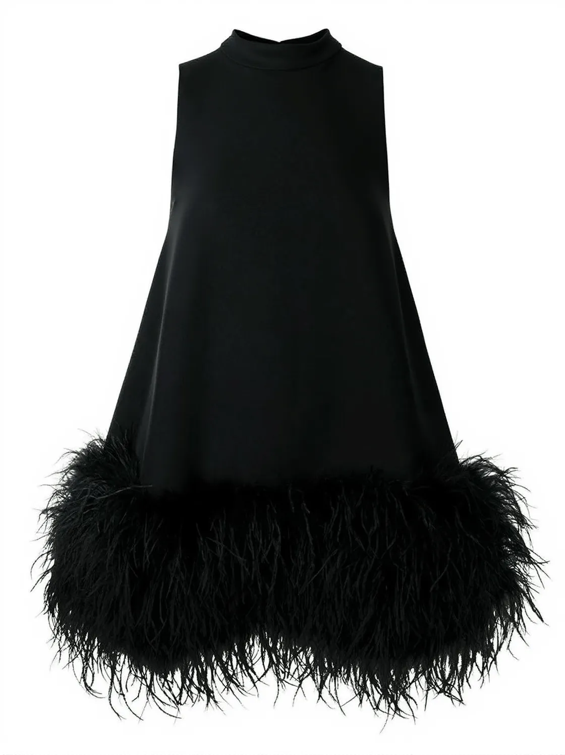 Nisha Feather Mini Dress In Black