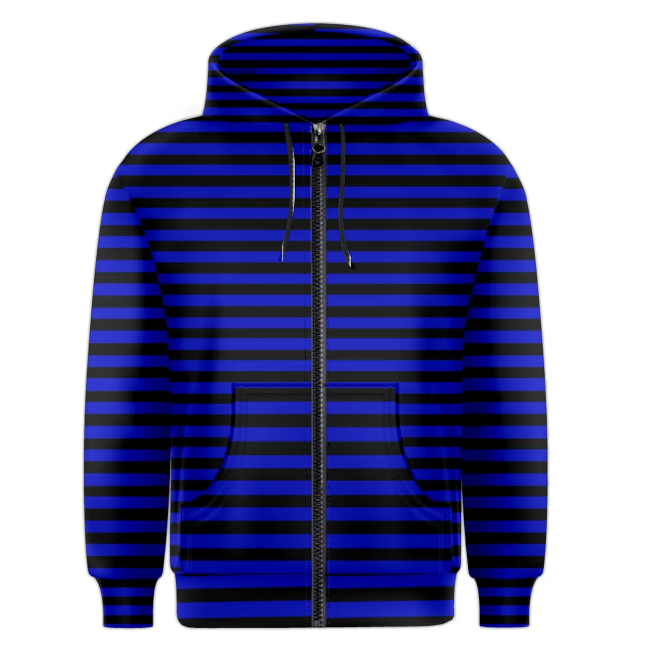 non-binary blue stripe Zipper Hoodie