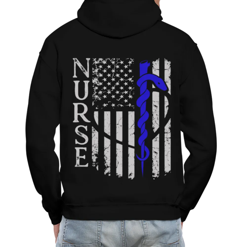 Nurse Flag Rod of Asclepius Gildan Heavy Blend Adult Hoodie