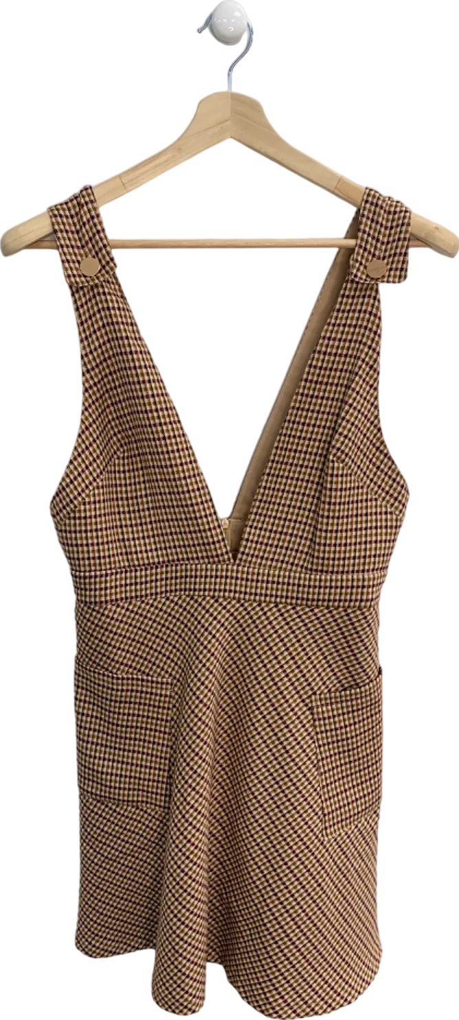 Oasis Multicolour Check Pinafore Dress UK 10