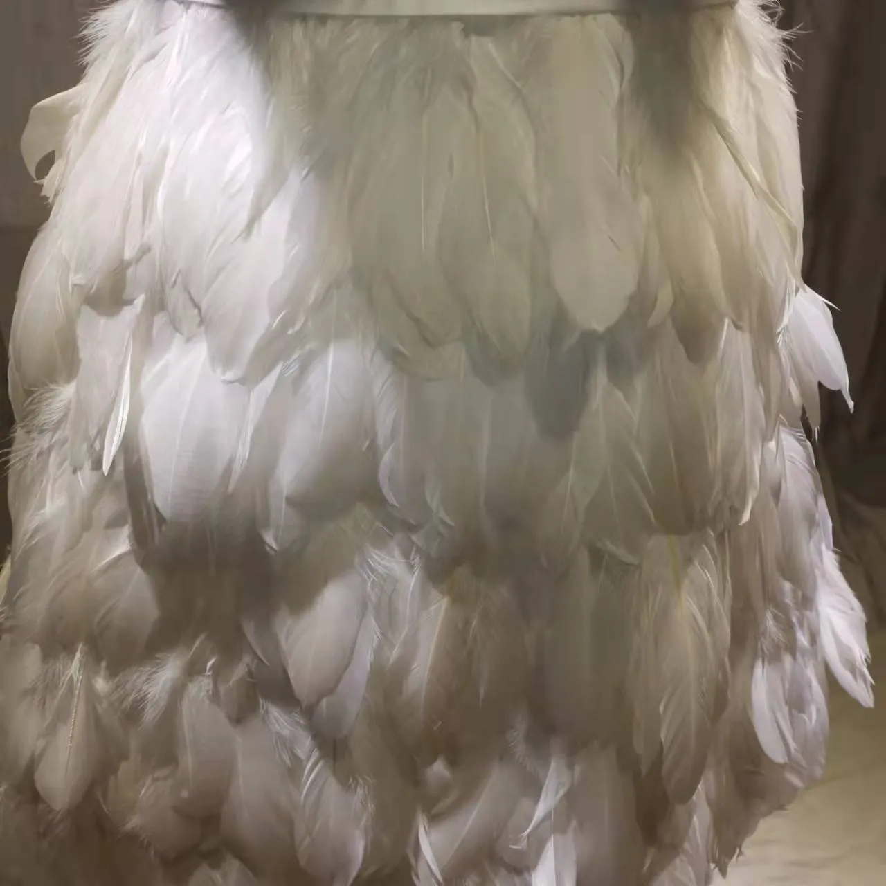 Off the Shoulder Sleeveless Feather Mini Dress