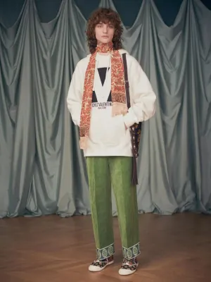 Off-White Cotton Sweatshirt with Chez V Print
