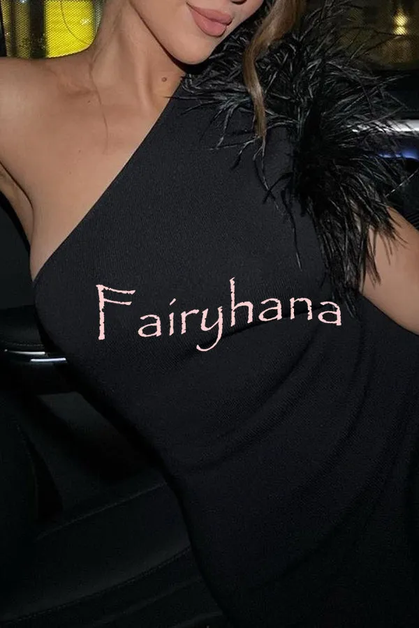 Officially Iconic Off Shoulder Patchwork Feather Maxi Dress