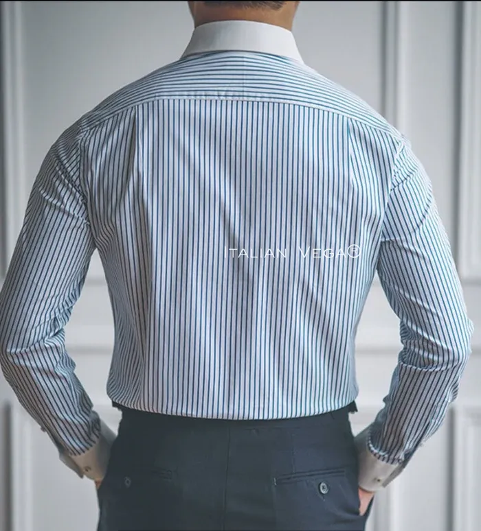 Old Money Classic Stripe Shirt with White Signature Buttoned Gurkha Pant by ITALIAN VEGA®