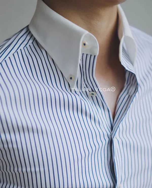 Old Money Classic Stripe Shirt with White Signature Buttoned Gurkha Pant by ITALIAN VEGA®