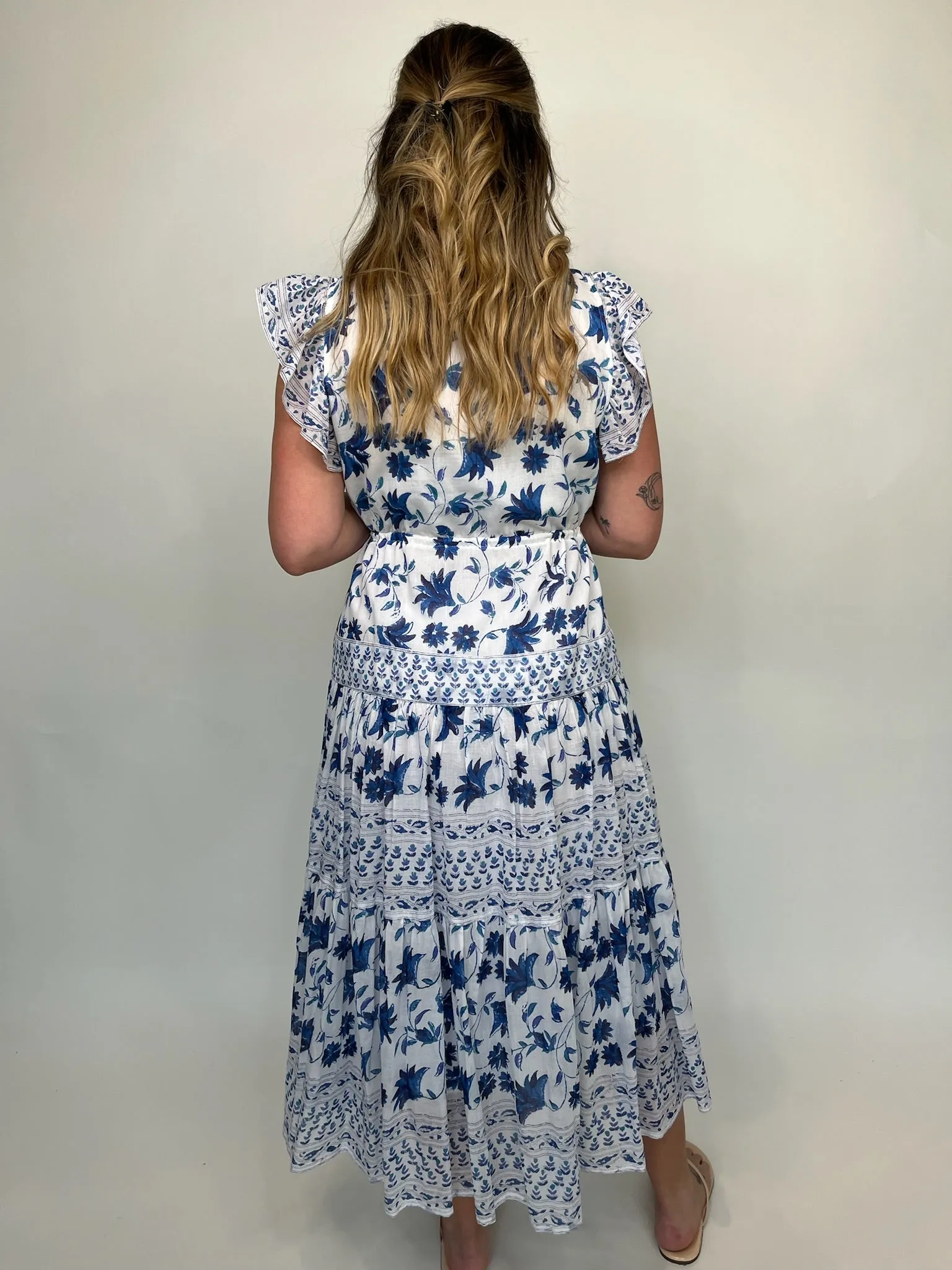 Oliphant Cinched Flirty Midi Dress