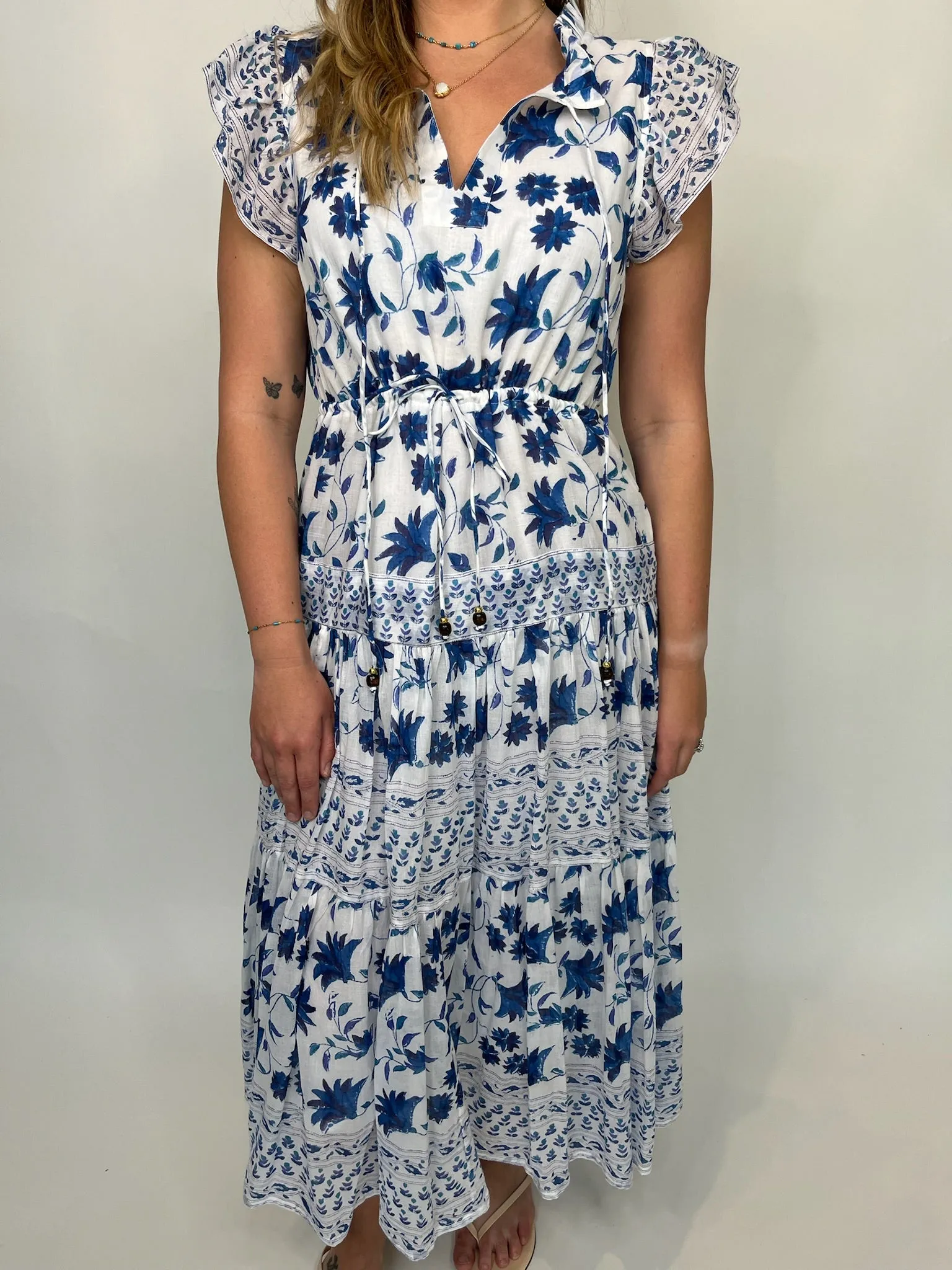 Oliphant Cinched Flirty Midi Dress