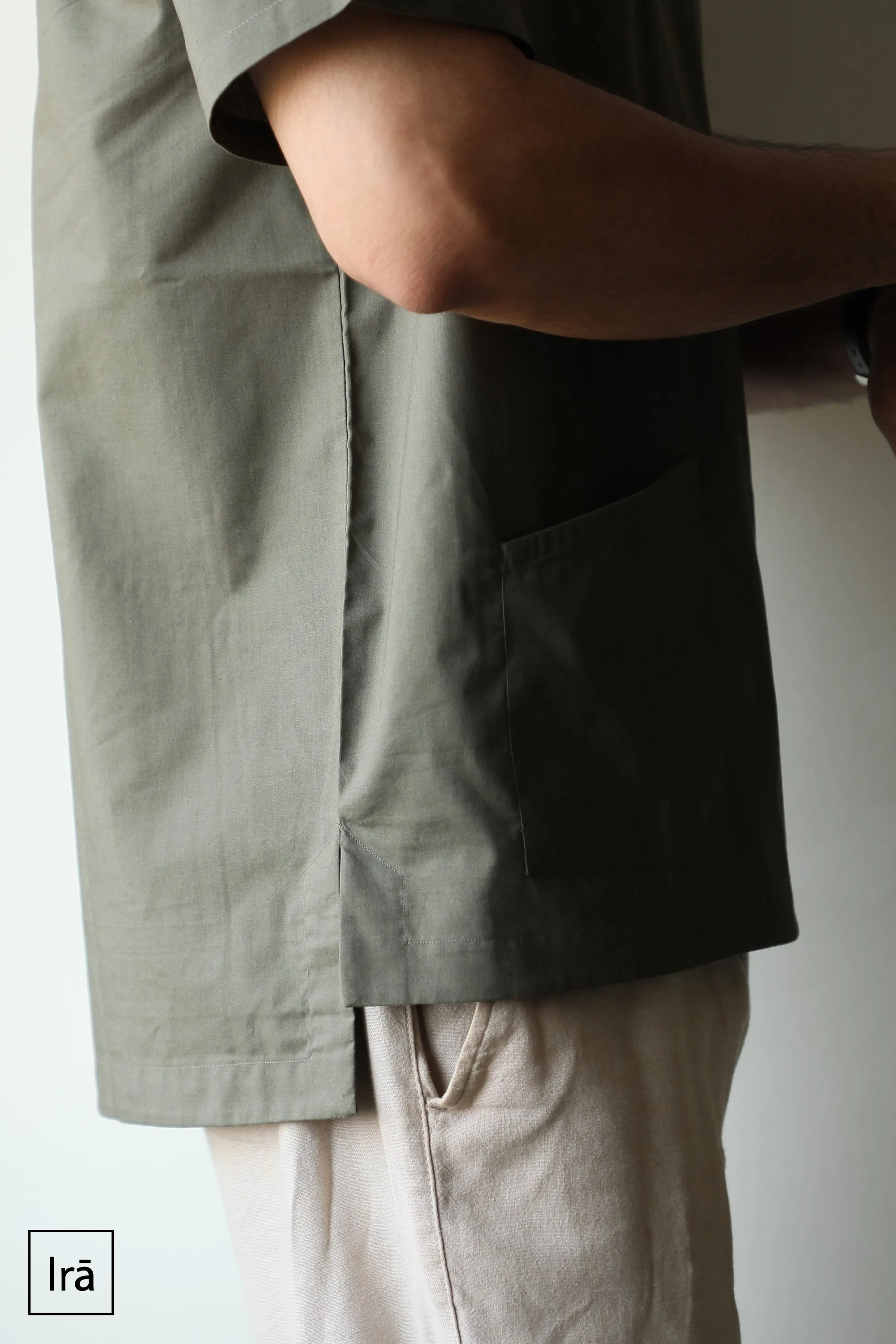 Olive off button Pehran (Shirt)