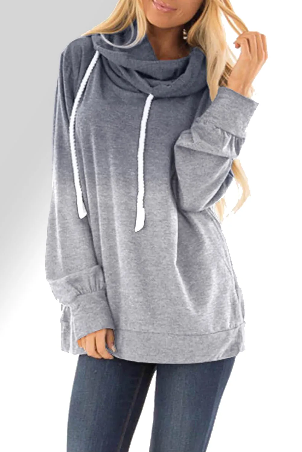 Ombre Pullover Long Sleeve Hoodie