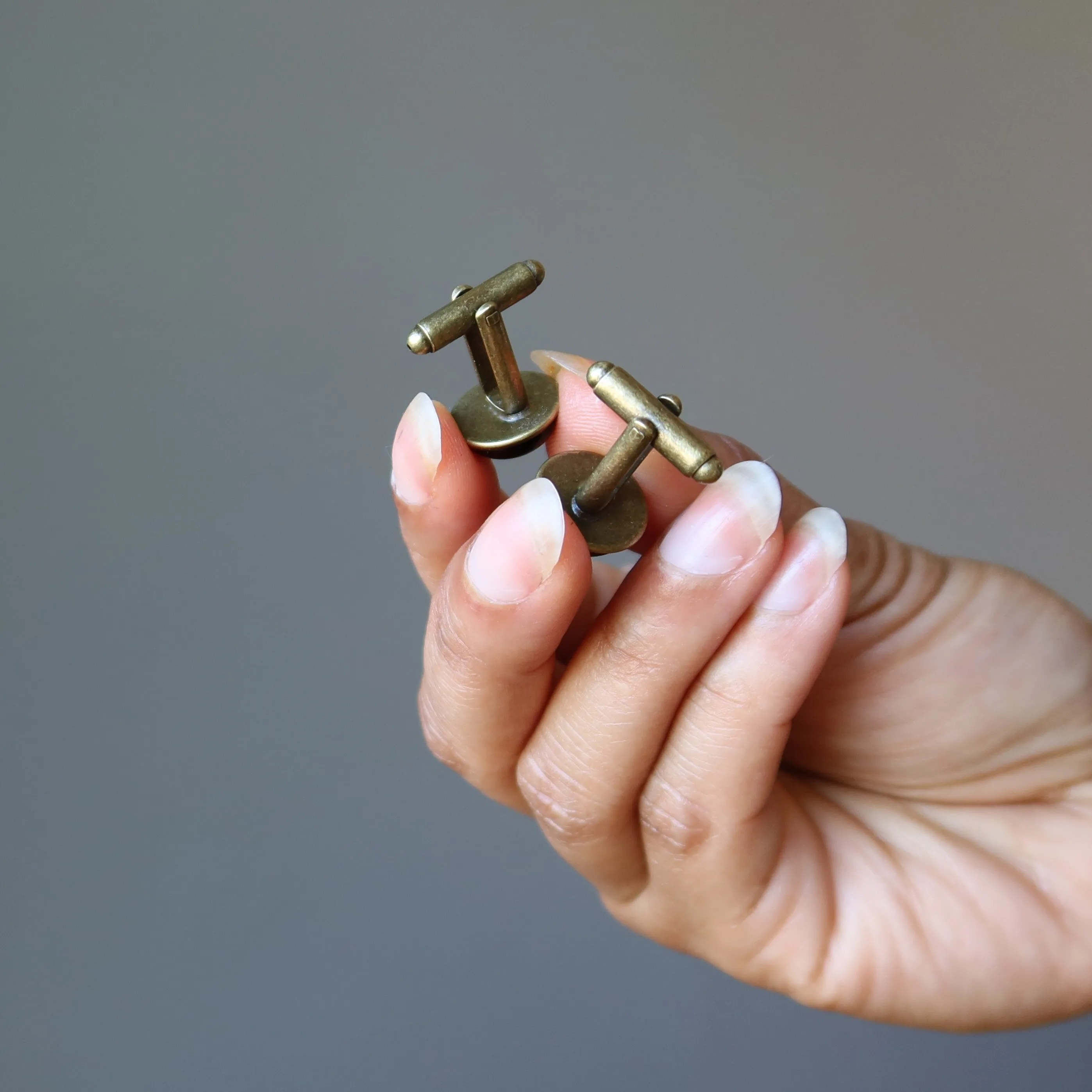 Onyx Cufflinks Black Midnight Stone Antiqued Bronze