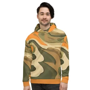 Orange, Green and Tan Eternal Agape Men's Camo Hoodie