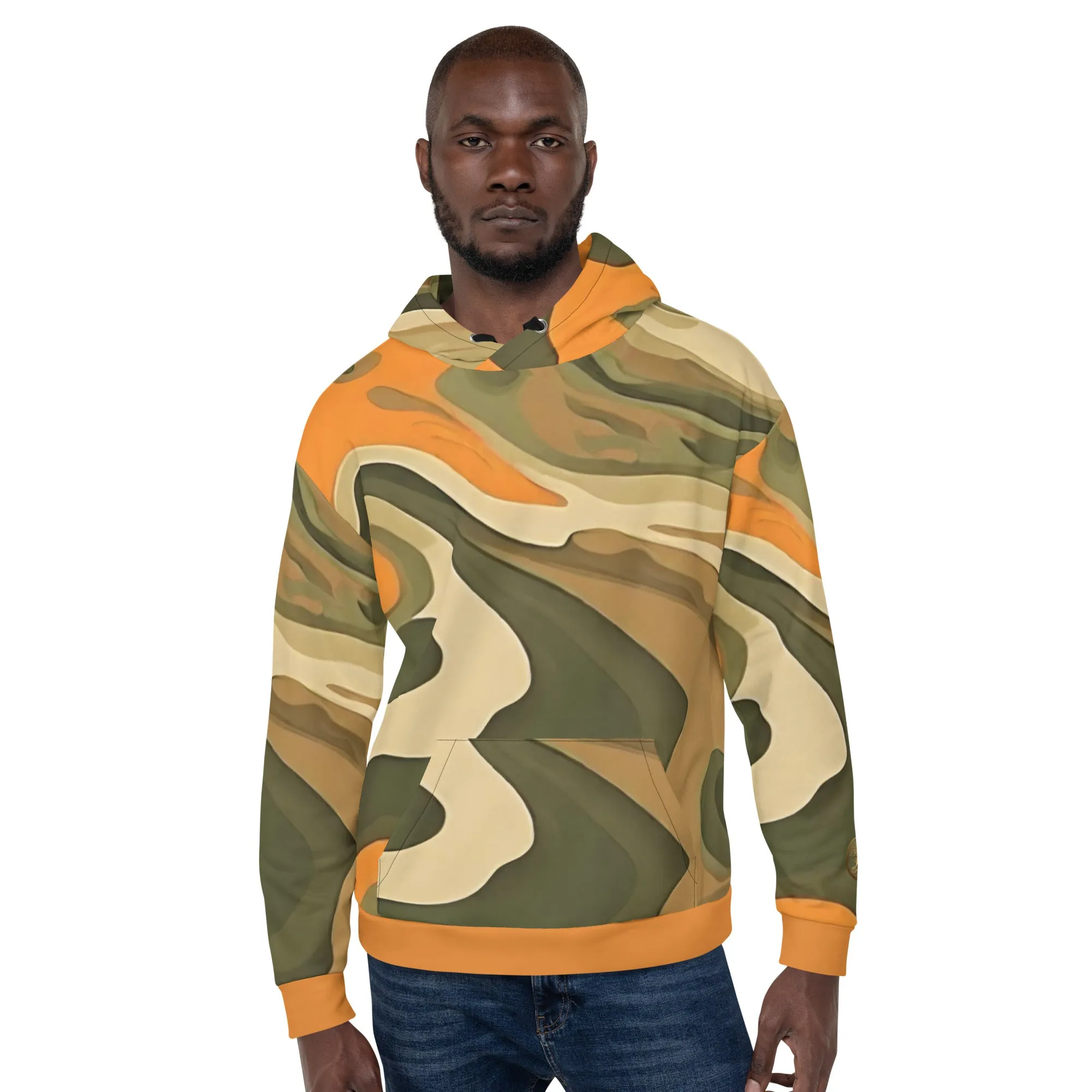 Orange, Green and Tan Eternal Agape Men's Camo Hoodie