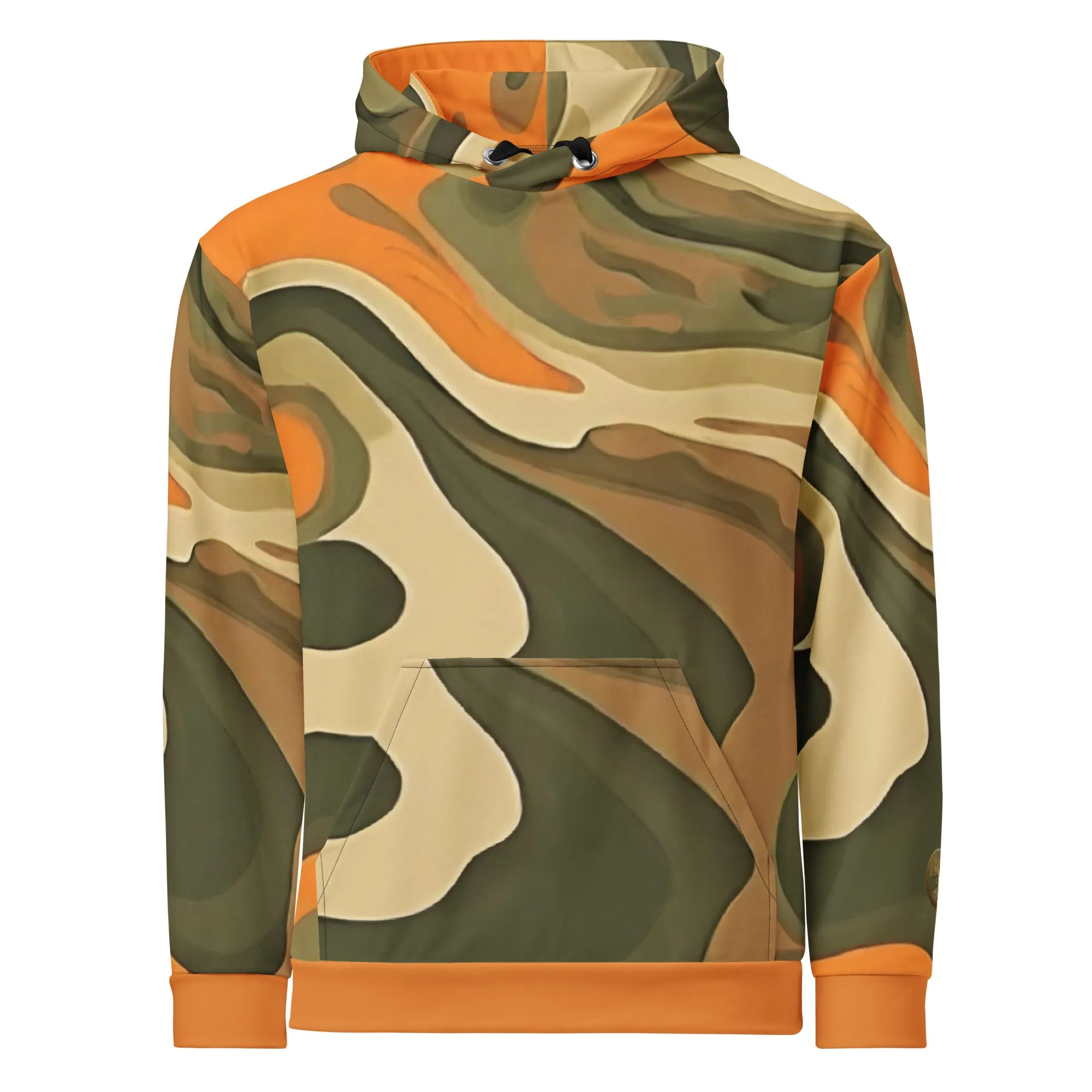 Orange, Green and Tan Eternal Agape Men's Camo Hoodie