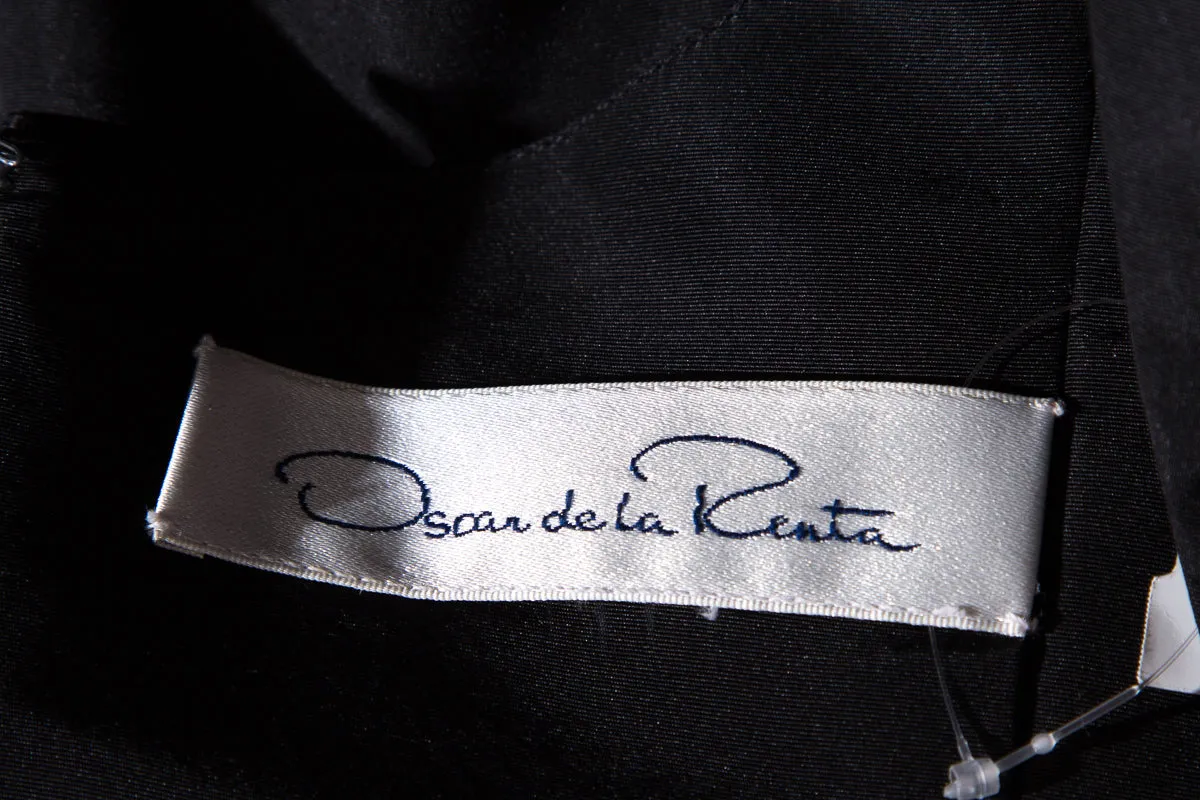 Oscar de la Renta Black Drop Waist Feather Dress SZ 12