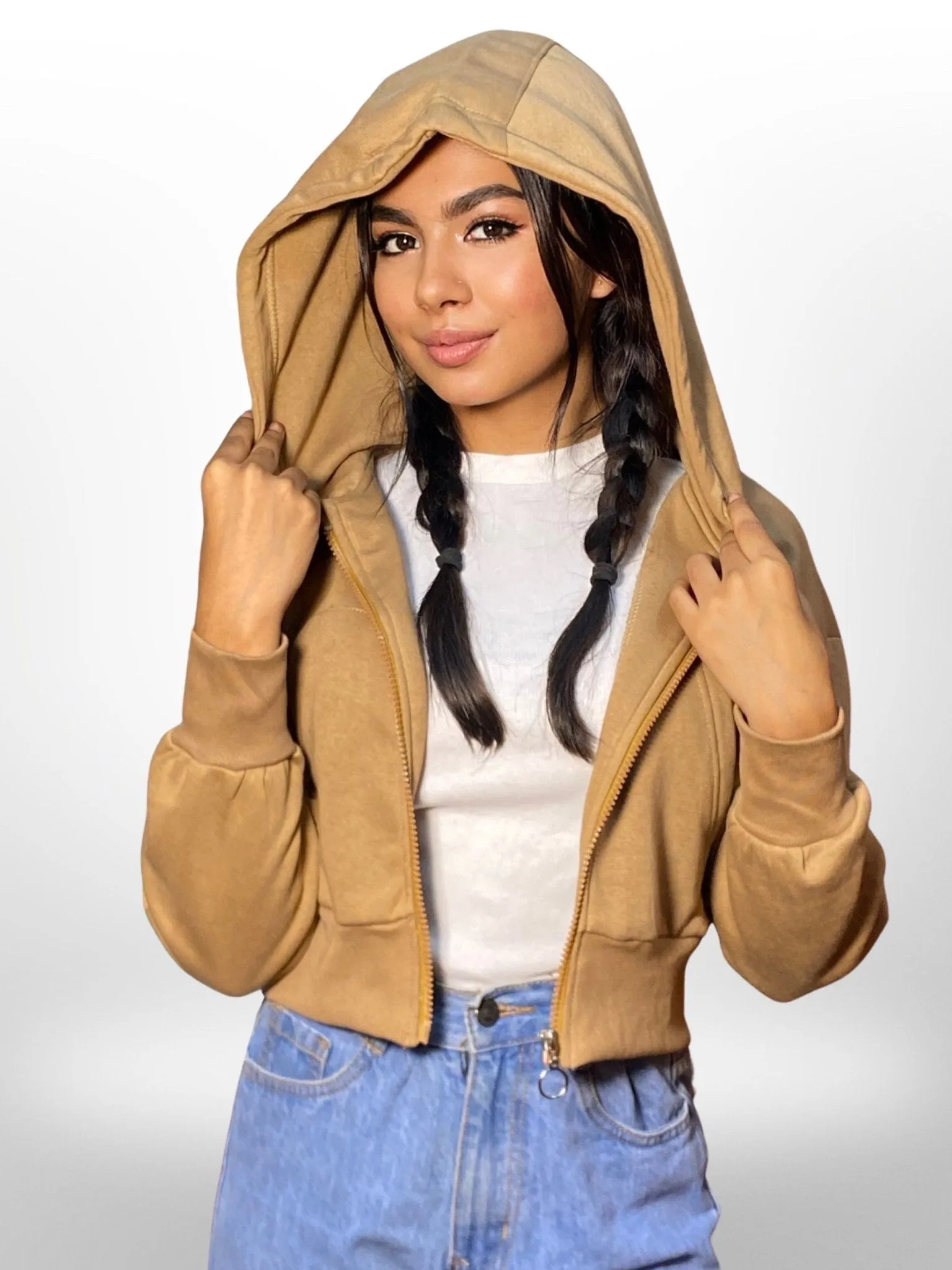 Oversized Women and Girls Hoodies|Full Sleeve|Loose fit Solid |100% Cotton Brown Color Women Cropped Oversized Hoodies
