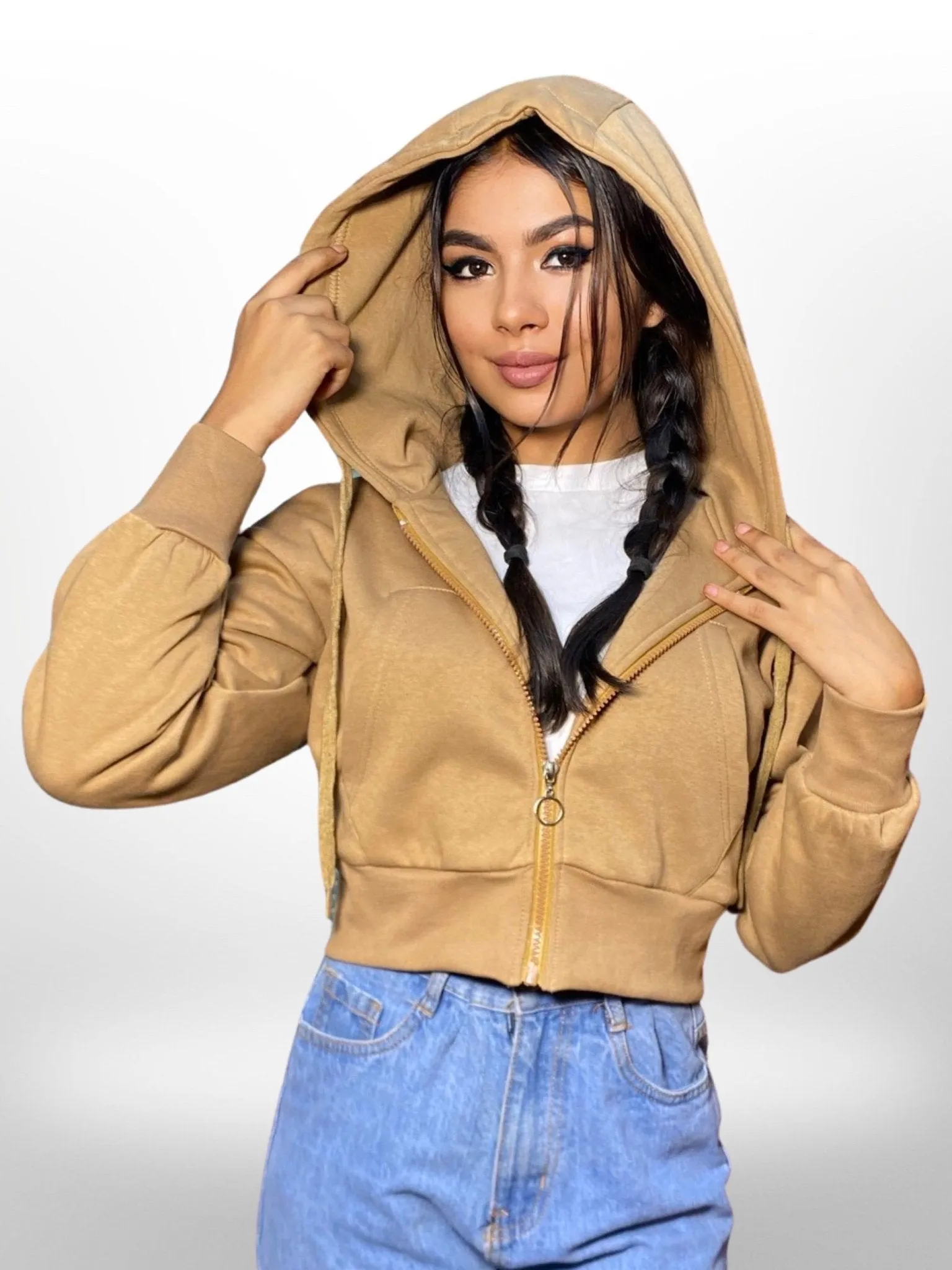 Oversized Women and Girls Hoodies|Full Sleeve|Loose fit Solid |100% Cotton Brown Color Women Cropped Oversized Hoodies