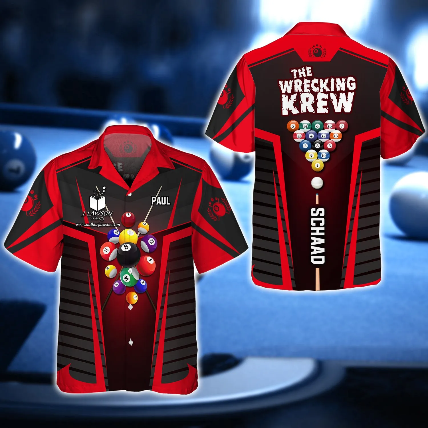 PAUL SCHAAD, The Wrecking Krew Team In Red Billard Balls 3D Shirt - QB95