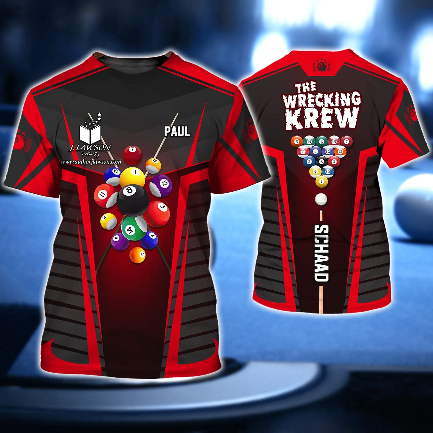 PAUL SCHAAD, The Wrecking Krew Team In Red Billard Balls 3D Shirt - QB95