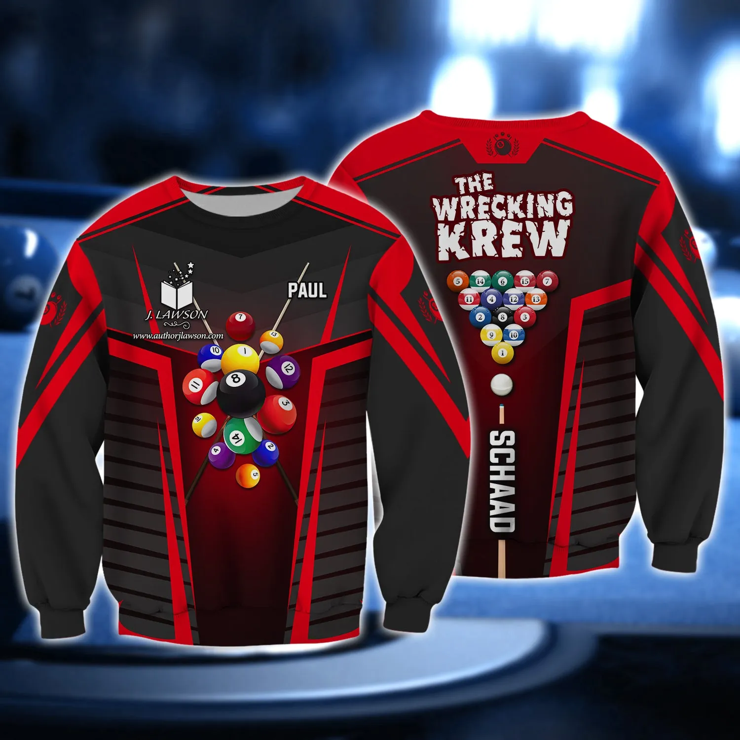 PAUL SCHAAD, The Wrecking Krew Team In Red Billard Balls 3D Shirt - QB95
