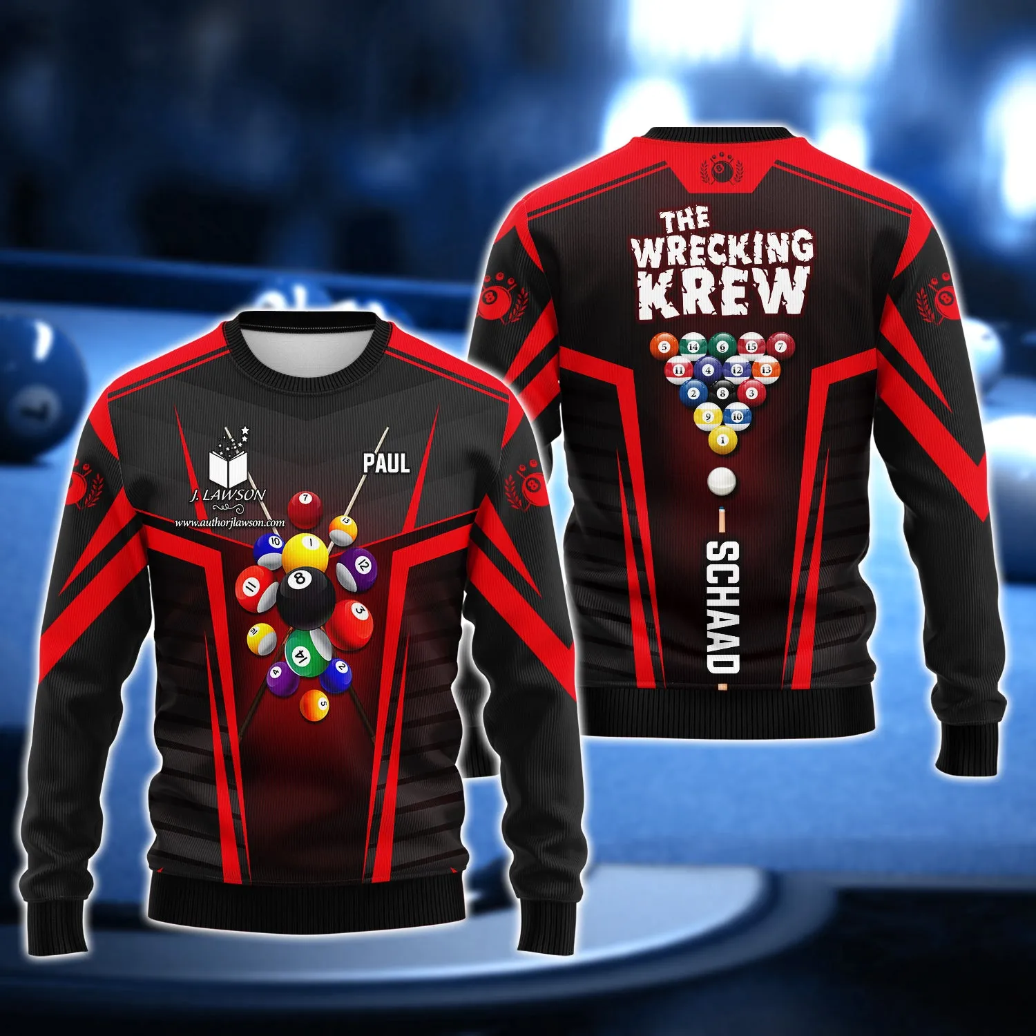 PAUL SCHAAD, The Wrecking Krew Team In Red Billard Balls 3D Shirt - QB95