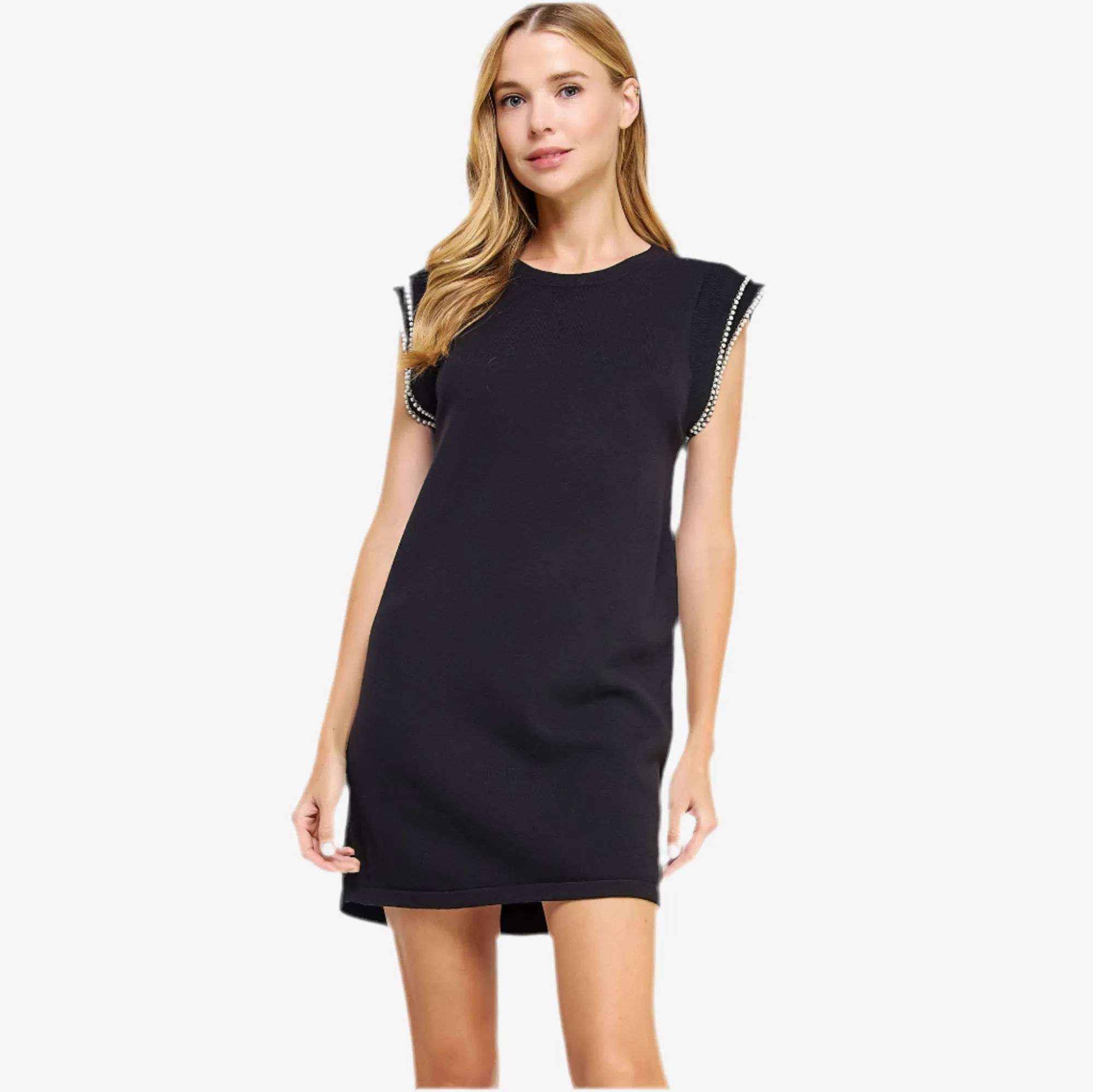 Pearl Trim Mini Dress