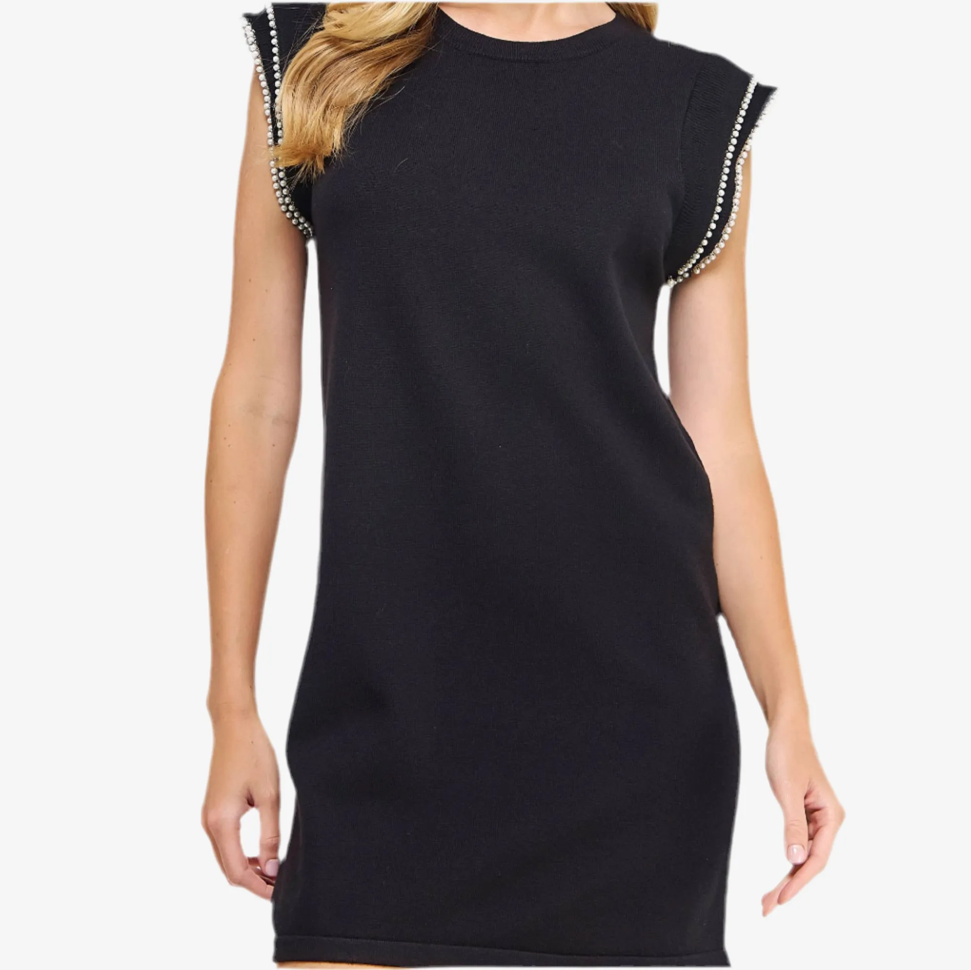 Pearl Trim Mini Dress
