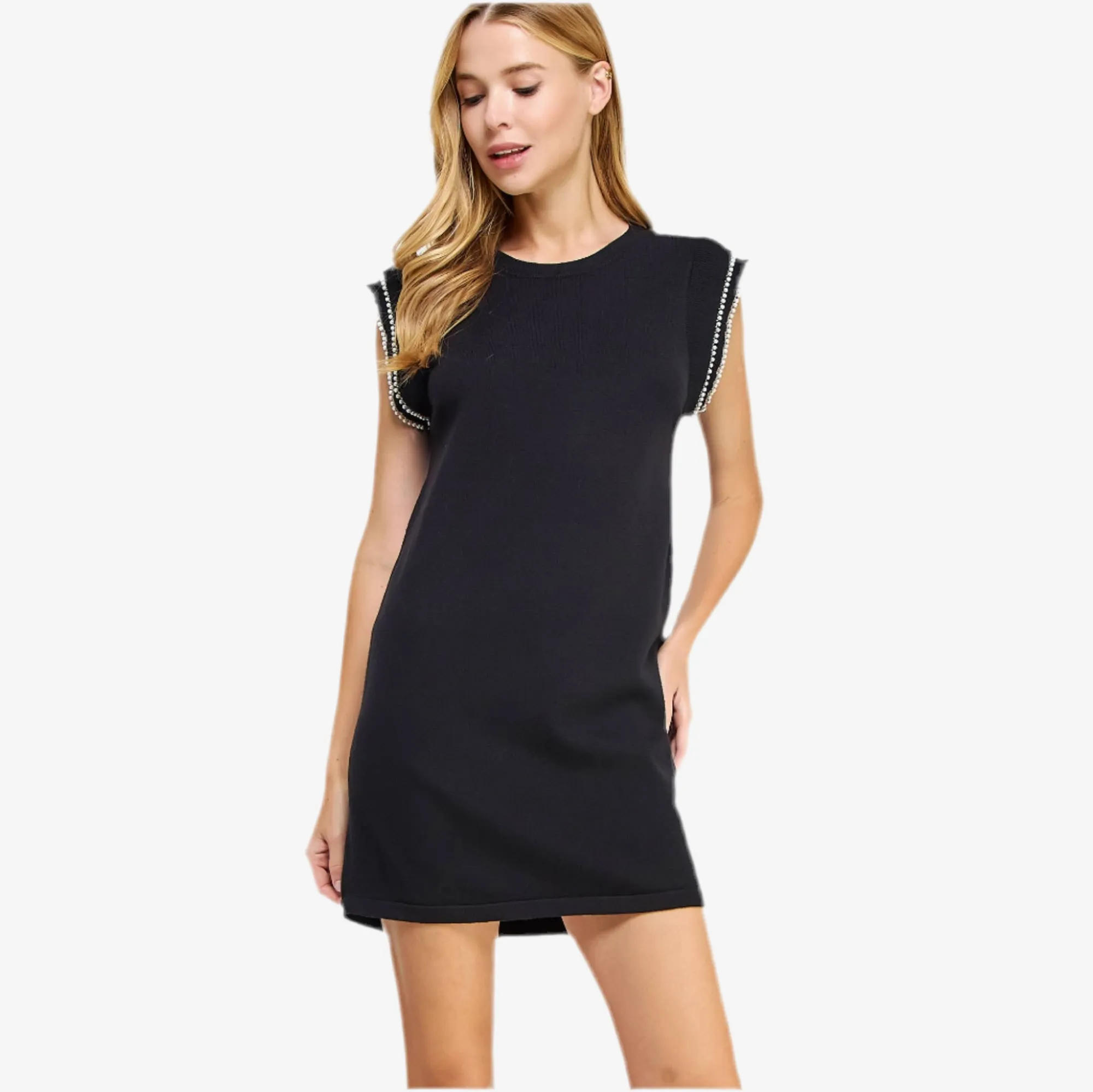 Pearl Trim Mini Dress