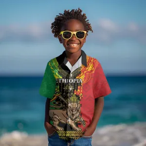 Personalised Afro Ethiopia Kid Hawaiian Shirt Lion Of Judah - African Pattern LT15