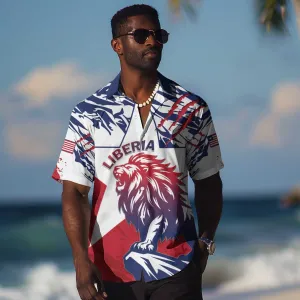 Personalised Afro Liberia Hawaiian Shirt African King Lion - Grunge Style LT15