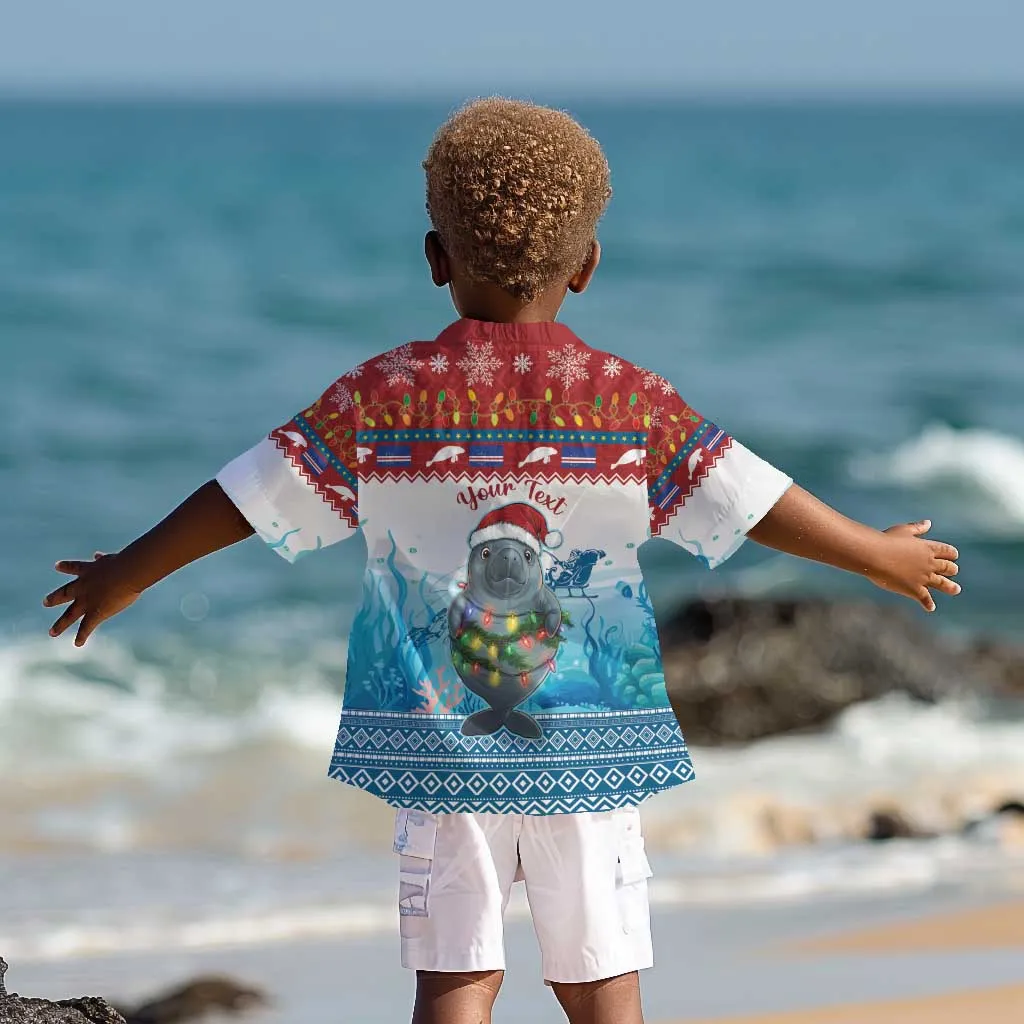Personalised Cape Verde Christmas Kid Hawaiian Shirt Manatee Feliz Natal LT15