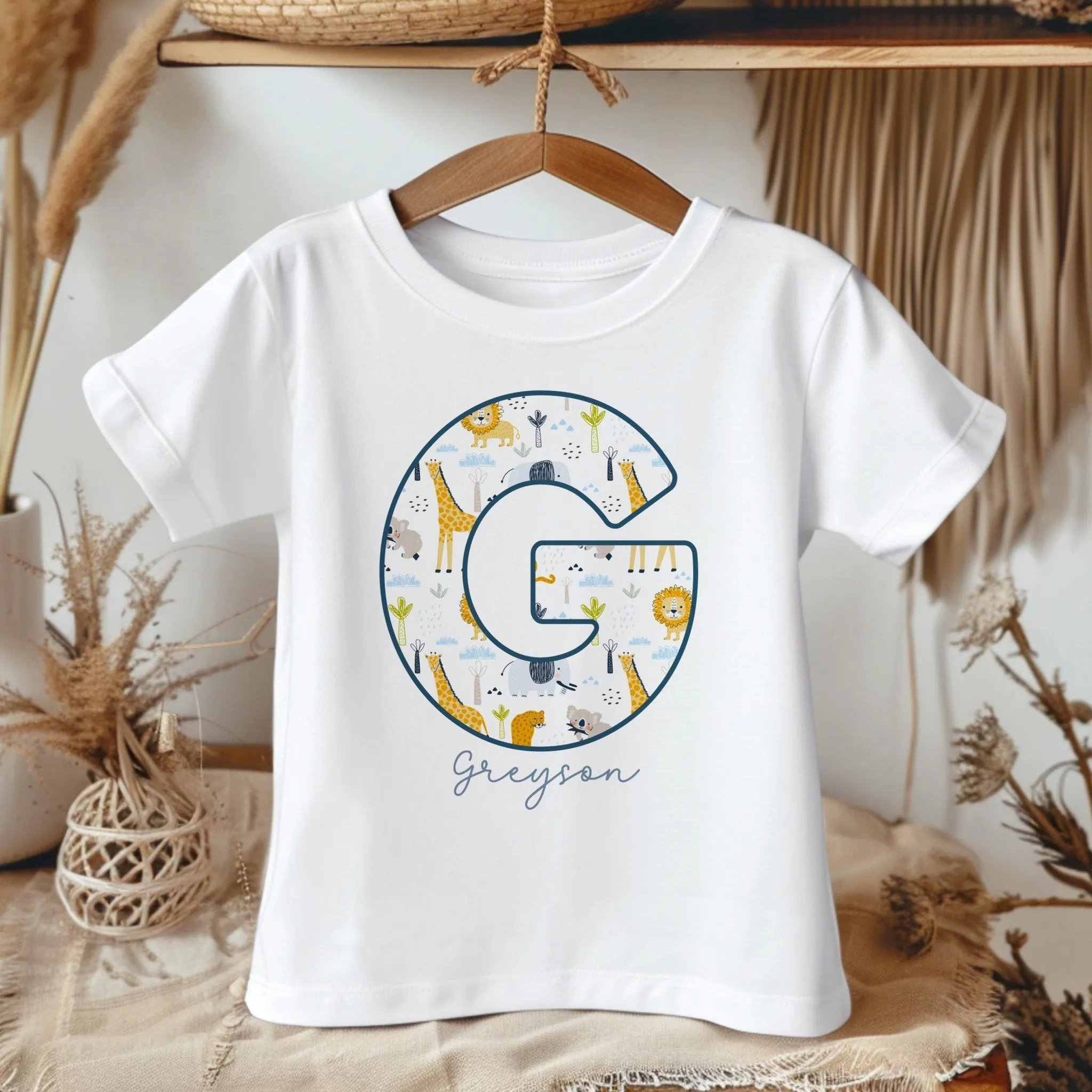 Personalised Name Safari Animals Toddler & Kids T Shirt