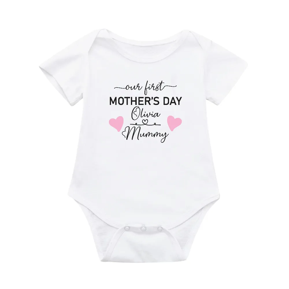Personalised Our First Mother's Day Mummy and Baby Hearts T-shirt Set