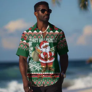 Personalized Afro Kenya Christmas Hawaiian Shirt African Santa -  Folk Pattern LT18