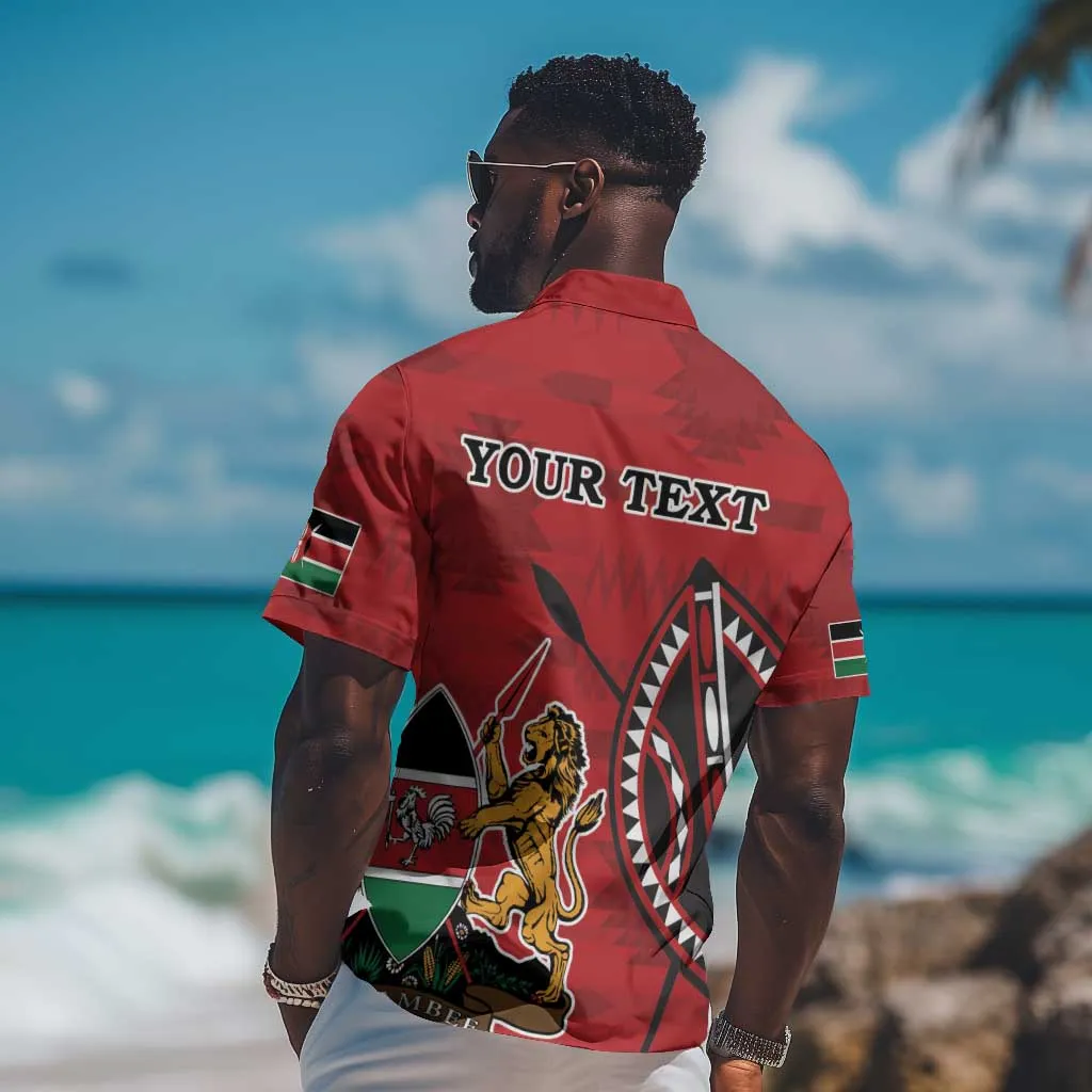 Personalized Afro Kenya Coat Of Arms Hawaiian Shirt Ethnic Seamless Pattern LT18