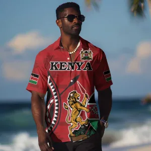 Personalized Afro Kenya Coat Of Arms Hawaiian Shirt Ethnic Seamless Pattern LT18