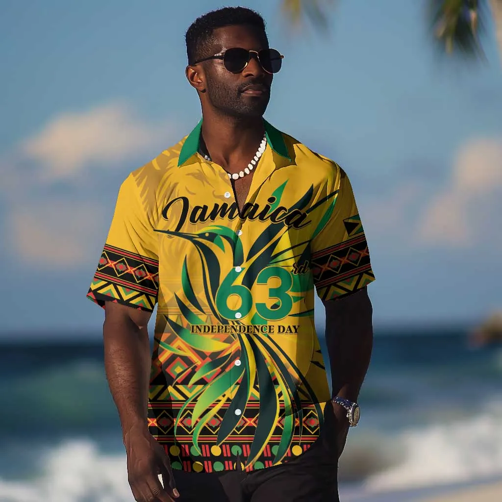 Personalized Black Jamaican Independence Day 1962 Hawaiian Shirt Jumieka Streamertail Reggae Pattern LT01