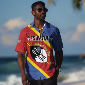 Personalized Happy Swaziland National Flag Day Hawaiian Shirt Nguni Shield Flag Style - African Pattern LT15