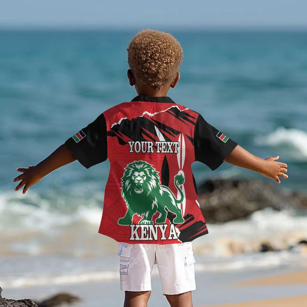 Personalized Jamhuri Day 1963 Kid Hawaiian Shirt Angry Lion With African Shield LT18