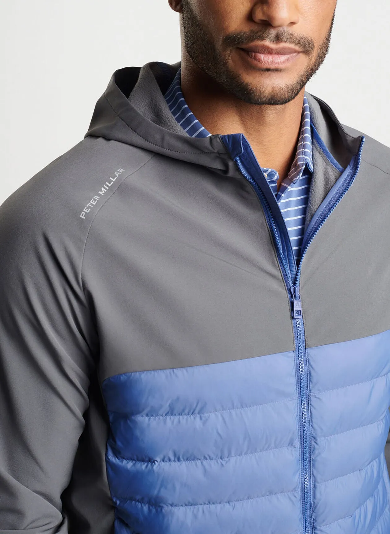 Peter Millar Mens Classic Fit All Course Hybrid Hoodie - ASTRAL BLUE