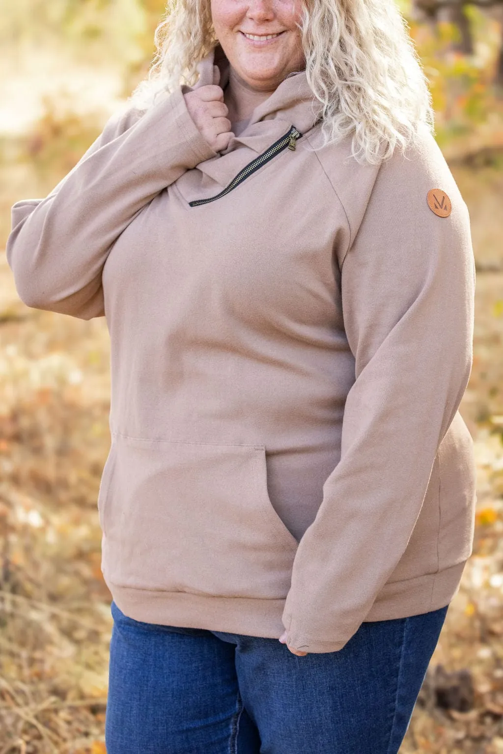 PHC- Triple Stretch ZipCowl Pullover in Mocha Mousse