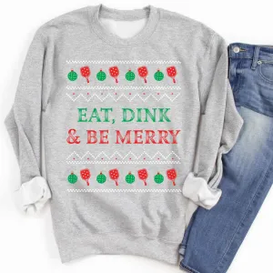 Pickleball Christmas Sweater - Eat, Dink, Be Merry