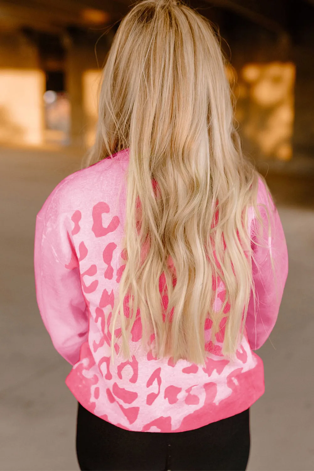 Pink Bleached Cheetah Print Sweatshirt
