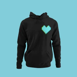 Pixel Heart (Neon Blue) -  Heavy Blend Hooded Sweatshirt