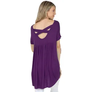 Plum Criss Cross Back V Neck Tunic