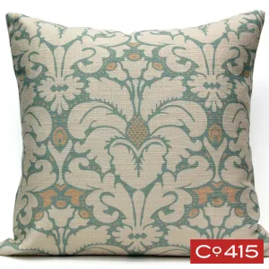 Plumes Damask Pillow - Oyster Bay