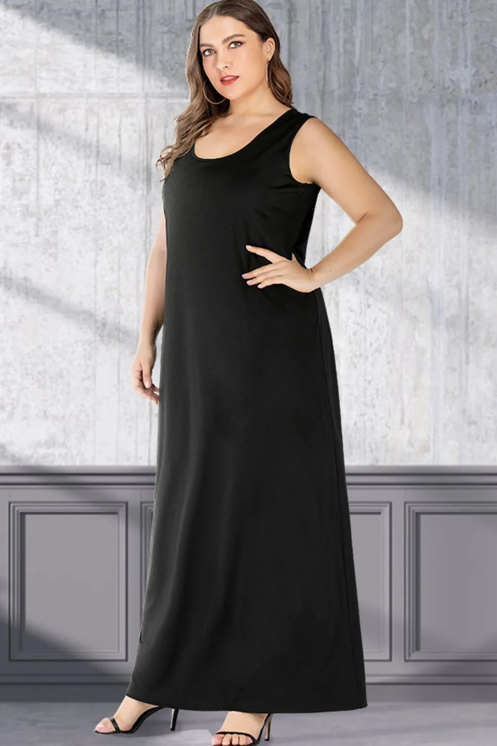 Plus Size Scoop Neck Maxi Tank Dress (3 Colors)