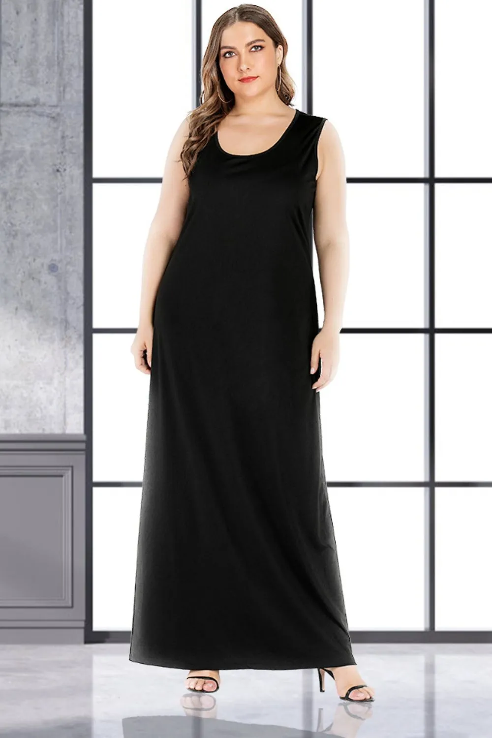 Plus Size Scoop Neck Maxi Tank Dress (3 Colors)
