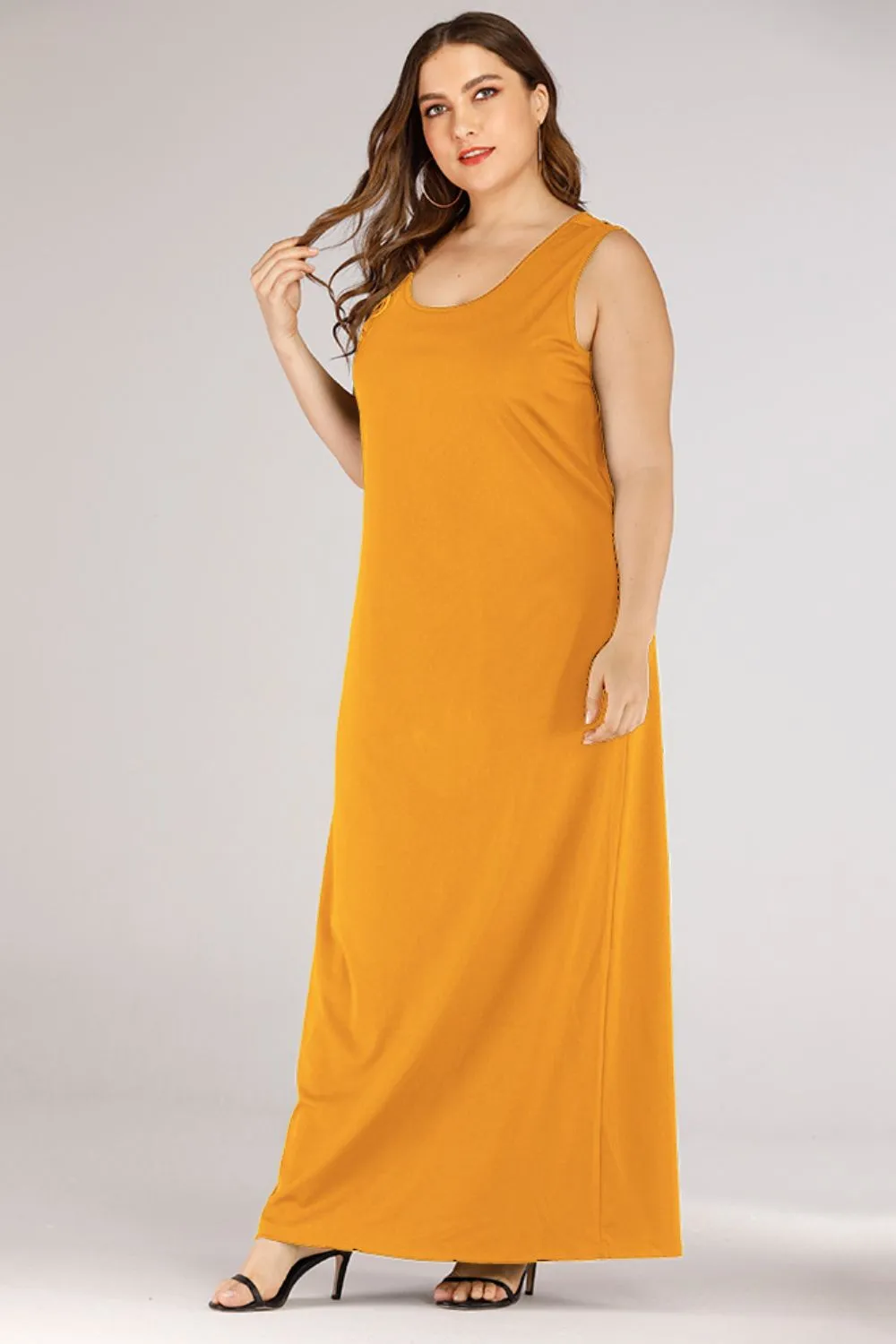 Plus Size Scoop Neck Maxi Tank Dress (3 Colors)