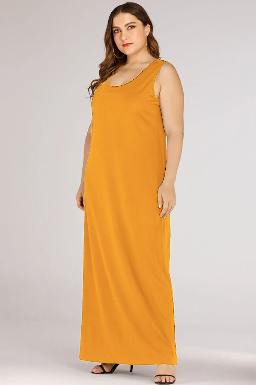 Plus Size Scoop Neck Maxi Tank Dress (3 Colors)